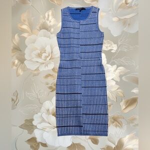 Guess Blue Striped Knit Midi Dress